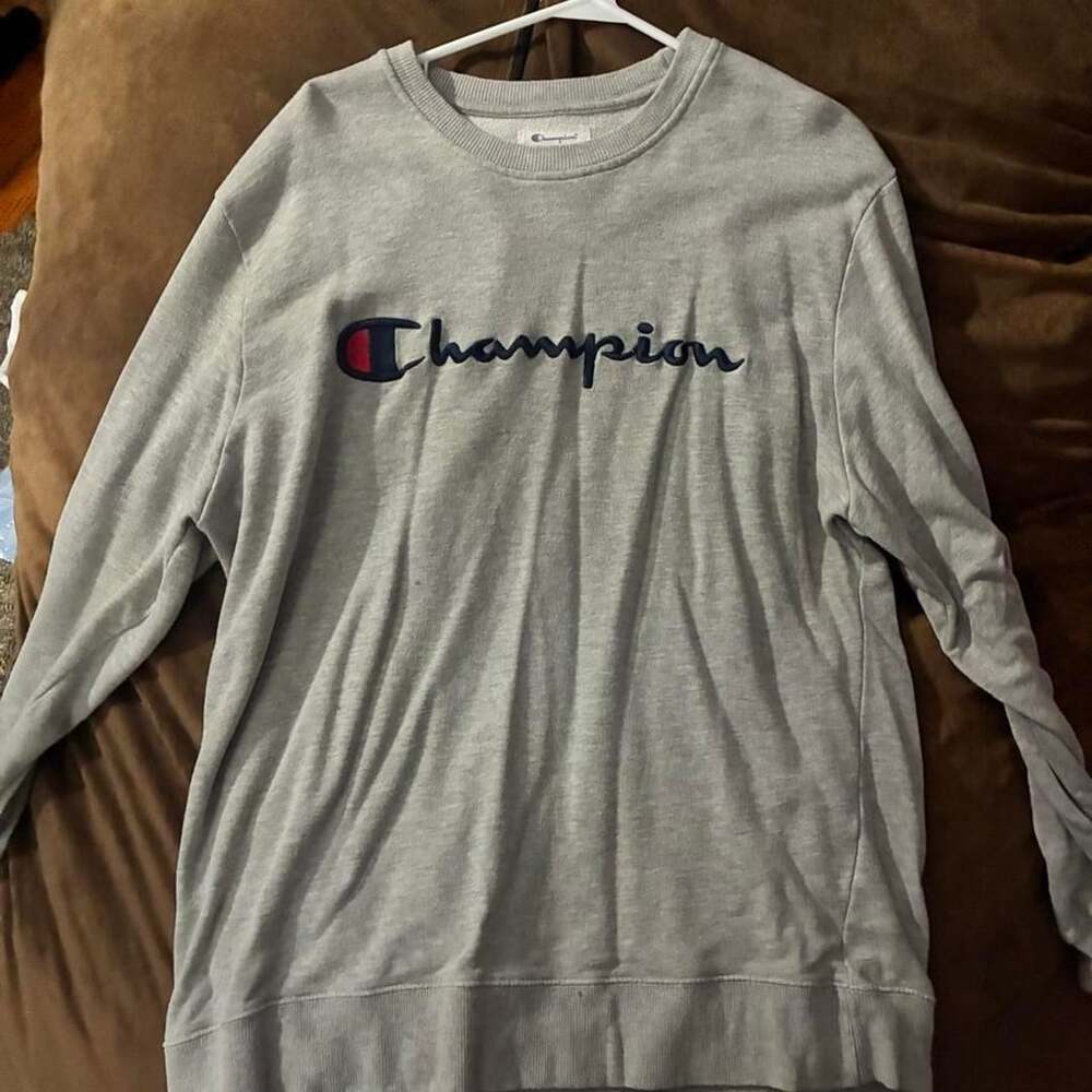 Champion Script Logo Crewneck Sweatshirt XL Gray